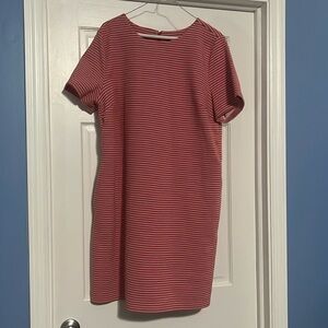 Ann Taylor women’s 14 orange and gray striped t-shirt shift dress spring casual